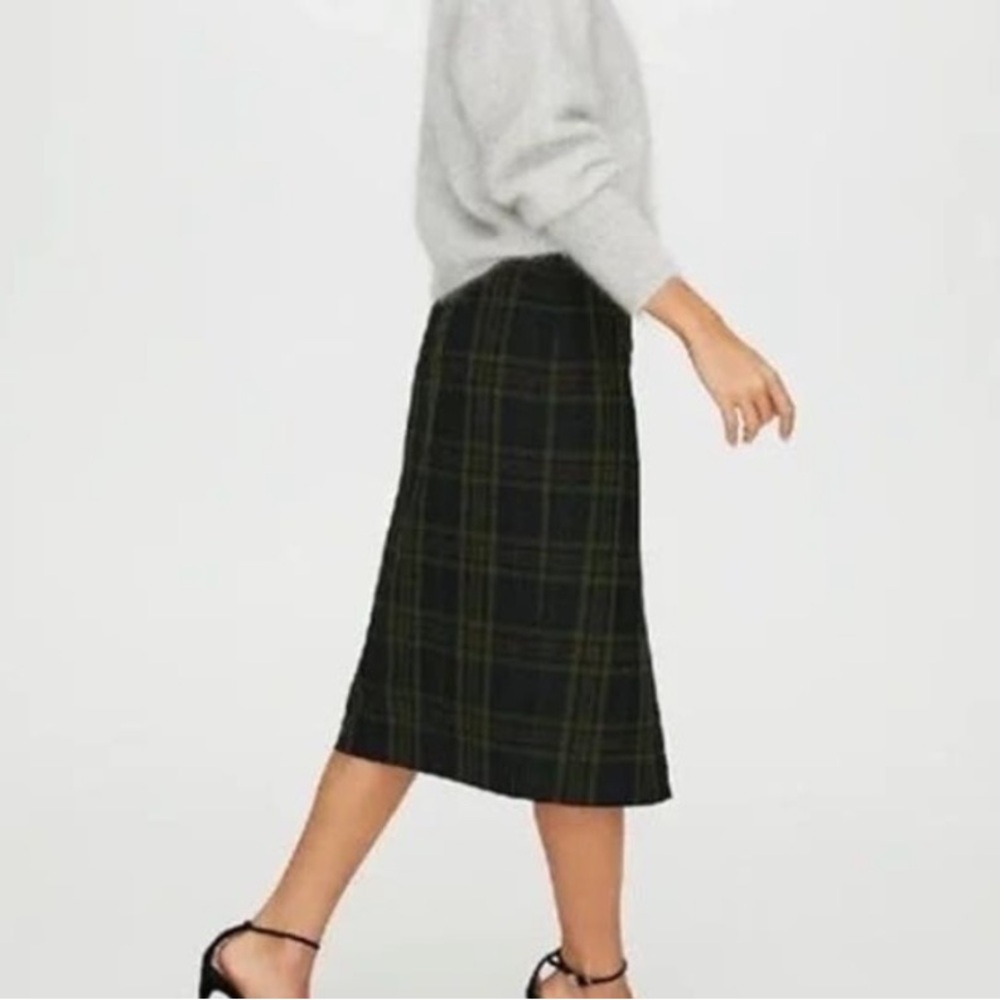 Aritzia Wilfred Leona Midi Pencil Check Plaid Skirt 4 - Picture 2 of 8